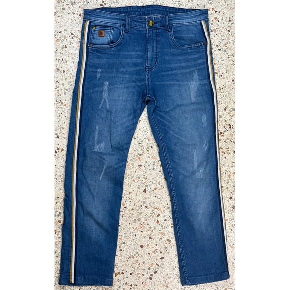 Campus Sutra Men's Tapered Striped Denim‎ Jeans Size 34x24